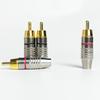 Solderless Gold RCA Plugs - Metal AV Connectors for Amplifier, Speaker, Audio Video - DIY Easy Install