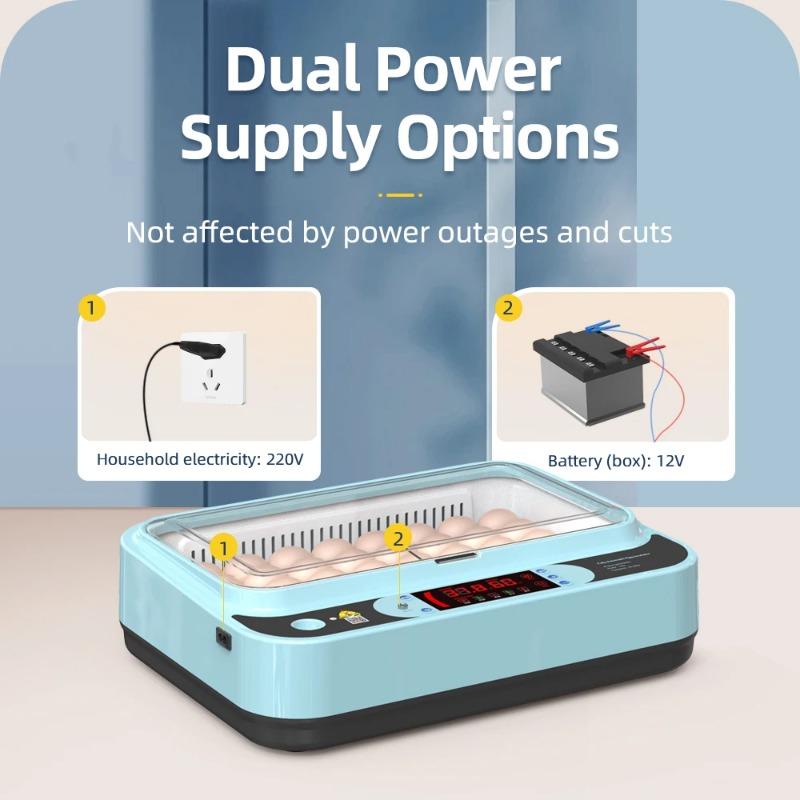 110/220V Egg Incubator Full Automatic Eggs Hatcher Brooder Bird Quail Chick Hatchery Incubator 64/6 Pcs Double-electric Brooder