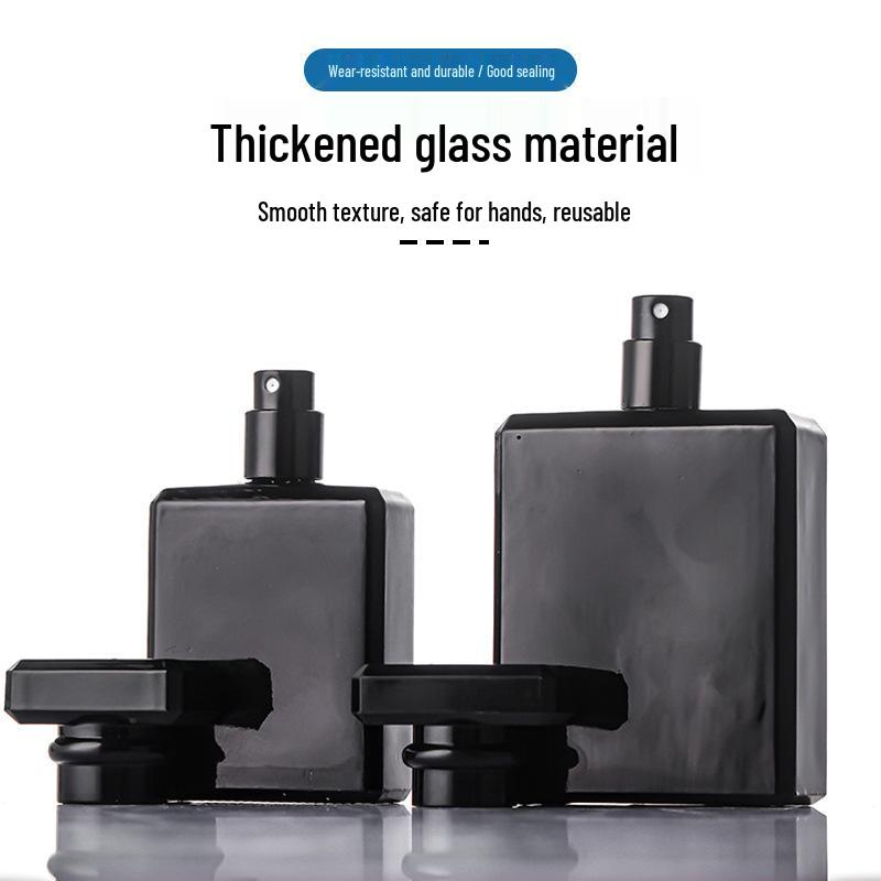Matte Black Glass Perfume Bottle - Large Capacity, Refillable & Portable for Travel.