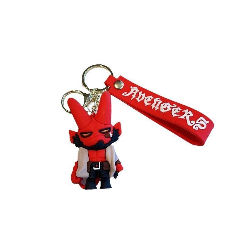 American Keychain Hellboy Style Demon Key Accessory Soft Rubber Long Horn