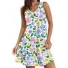 Women's Casual Botanical Floral Print V-Neck Tank Sleeveless Dress Pockets Beach Dress