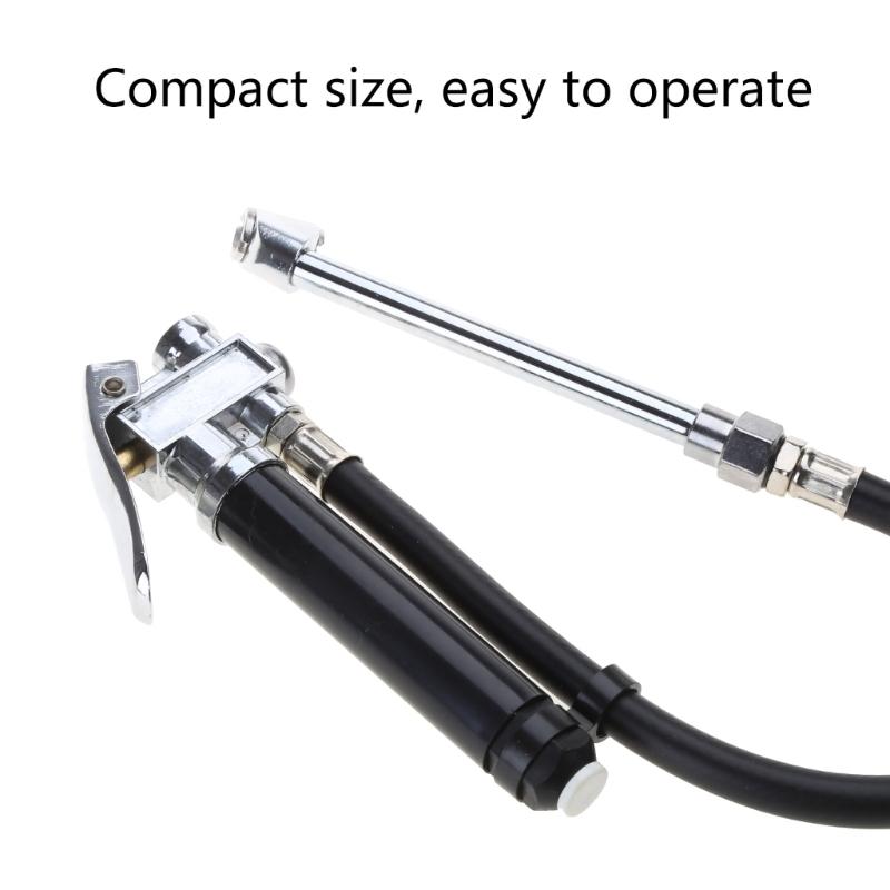 Heavy Duty 10-120 PSI Bayonet Style Inflator Gauge with Hose and 'Straight On' Chuck Wheel Tire Air Compressors