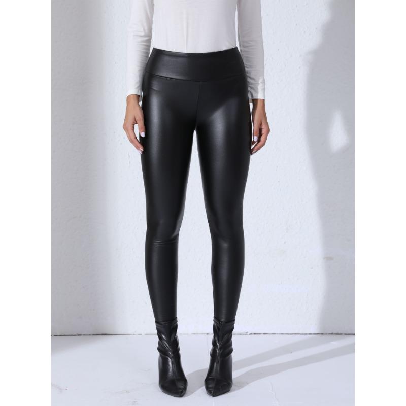 

Жіночі металізовані блискучі легінси з високою талією, еластичні, обтислого крою, довжиною до щиколотки S чорний