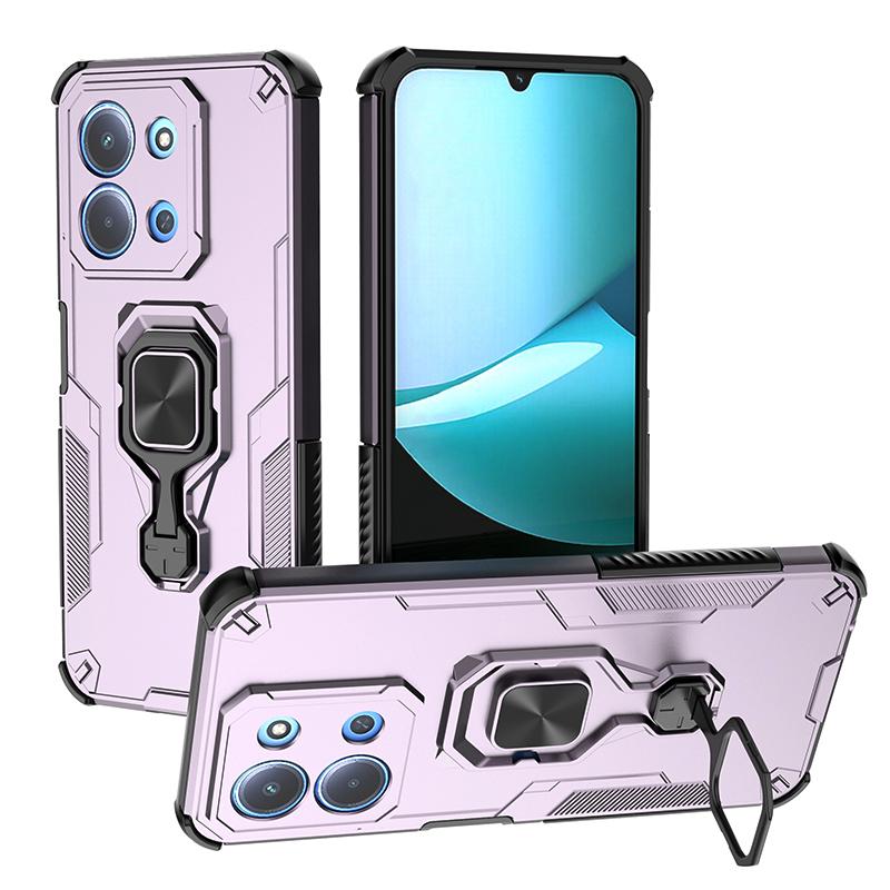 KEYSION Shockproof Armor Case for Redmi 15C 171mm 173mm Silicone+PC Upright Metal Live Ring Stand Phone Cover for Xiaomi POCO C85