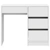 White Writing Desk with Storage 90 X 37.5 X 75 Cm Engineered Wood