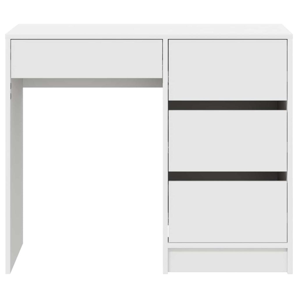 White Writing Desk with Storage 90 X 37.5 X 75 Cm Engineered Wood
