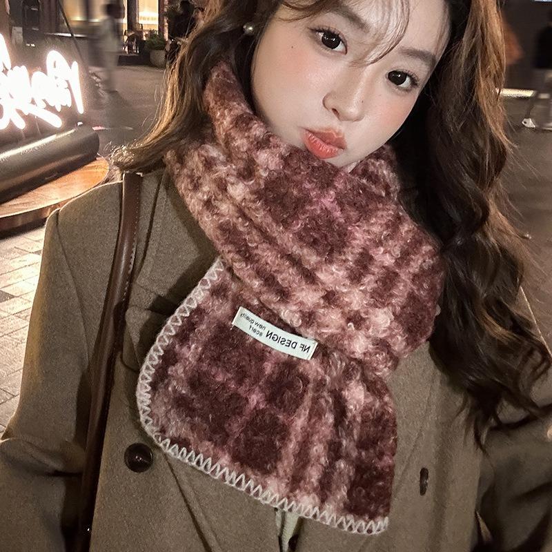 Wind Ankara Red Lamb Fleece Scarf Women's Autumn and Winter Warm Neck Protection Thickened Versatile Scarf Student
