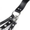 Fashion Women Gothic Punk Waist Belt Chain Metal Circle Ring Design Silver Pin Buckle Leather Black Waistband Jeans Waist Belts.