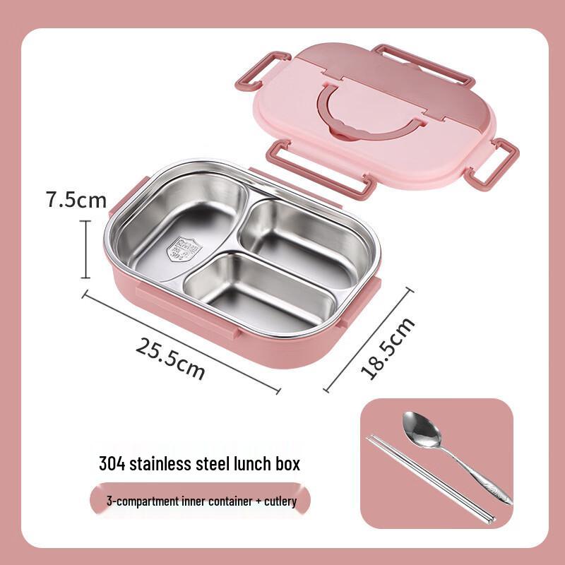 Triceratops Kids Insulated 3-Compartment Stainless Steel Lunch Box