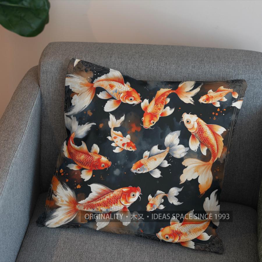 2D Colorful Clouds & Majestic Fish Pillow Cover Pattern Cushion Cover Suitable For Sofa Bedroom Car Pillow Cover