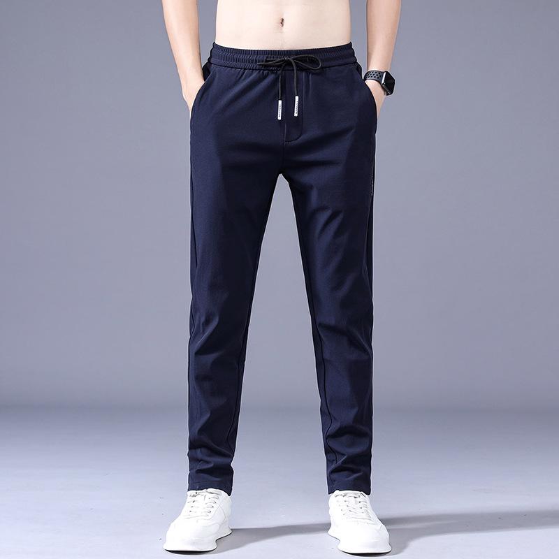 Ice Silk Cool Men's Elastic High Waist Slim Fit Sports Pants - Summer Casual Style 1062