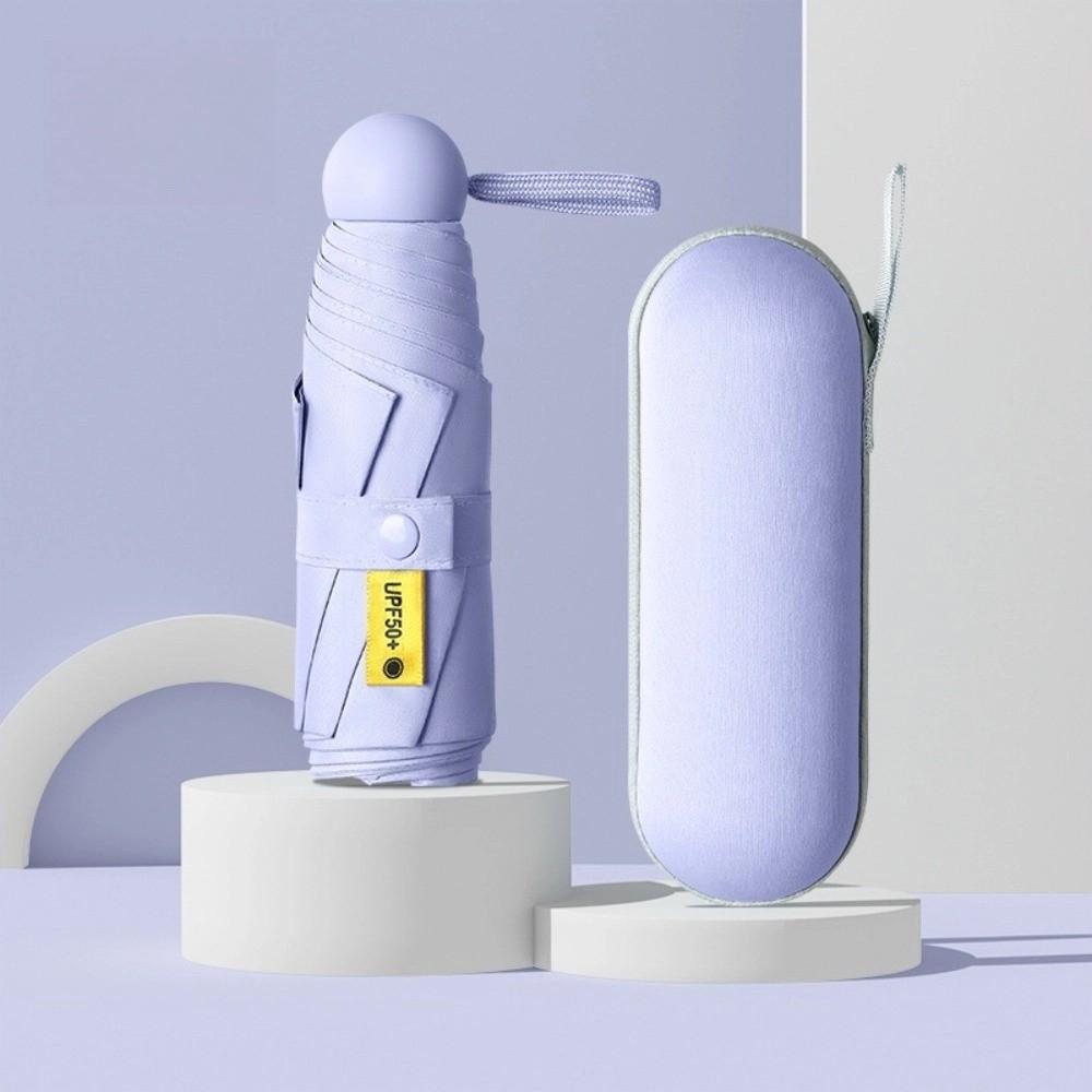 New Mini Capsule Folding Umbrella UPF50+ with Box Pocket Parasol Dual Use Protection UV Sunshade Sun Rain Umbrella for Outdoor