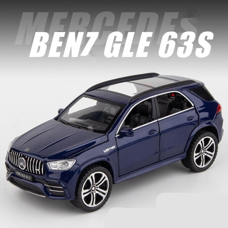 New 1:32 GLE 63S SUV Alloy Car Model Die-cast Metal Toy Off-road Car Model High Simulation Sound and Light Pull Back Collection Children Boy Gift