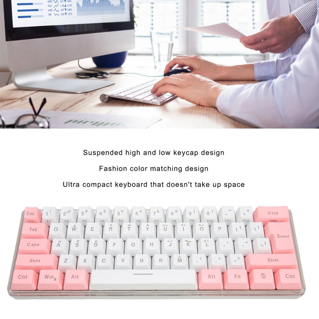 Gaming Keyboard USB 61 Keys Contrast Color RGB Light Key Line Separation Mechanical Wired Keyboard for Games