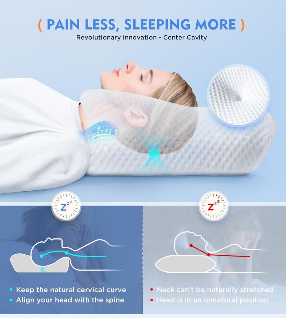 Almohada de Espuma Viscoelástica Estilo Nuevo Cuerno de Vaca - Rebote Lento Diseño de Presión Cero