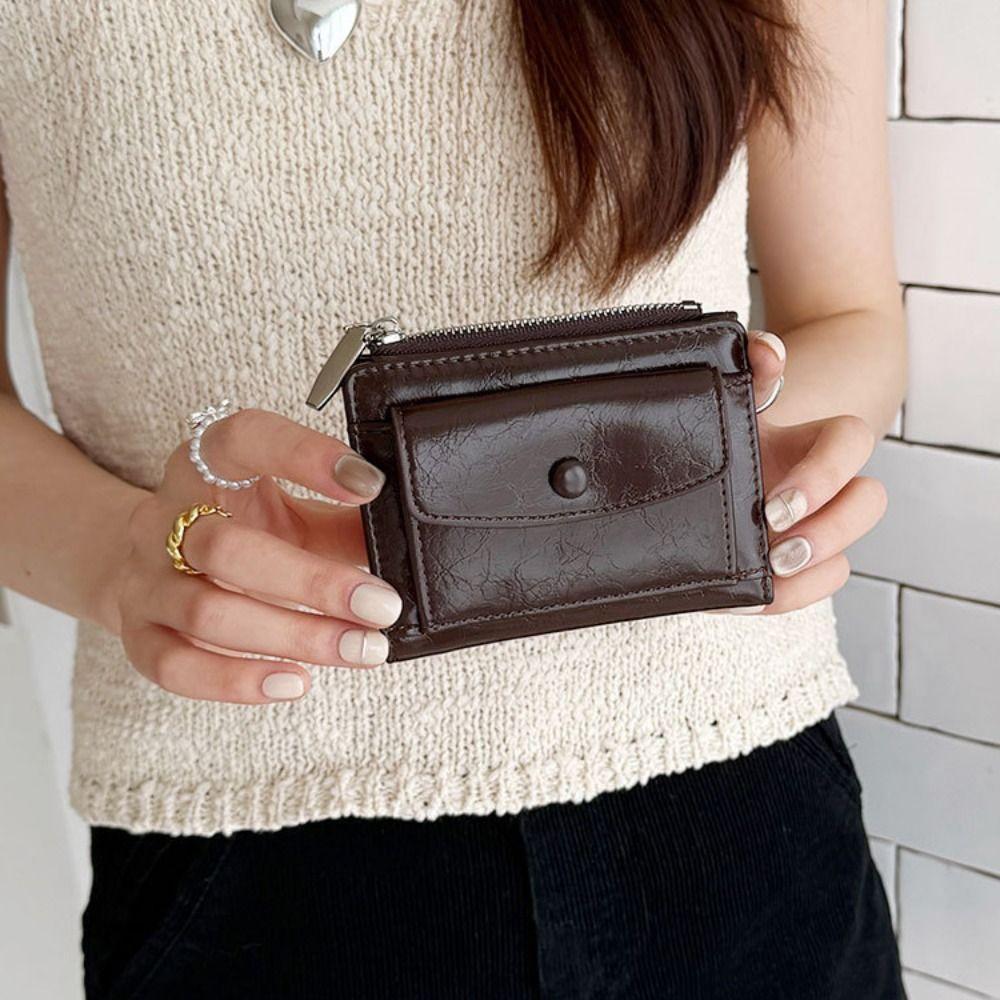 Ultra Thin Women Short Wallet Short Clutch Coin Pouch Portable PU Leather Card Holder  Men