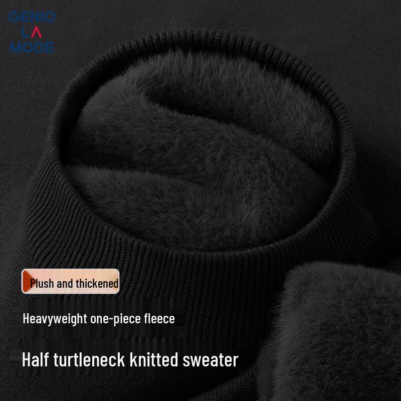 

Men s Fleece Lined Half-High Collar Knit Sweater M