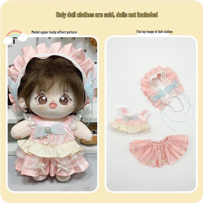 20cm Cotton Doll Dress-Up Set: Cute Figure Skirt & Overalls