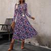 Autumn Casual Fashion Long Sleeve Printed Crew Neck Dress Women's Clothing