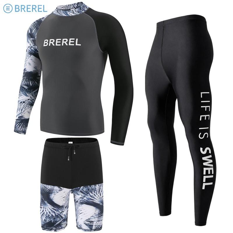 Mens Long Sleeve Rash Guard UV Protection Quick Dry Swimwear Snorkeling Surfing Diving Pool Spa