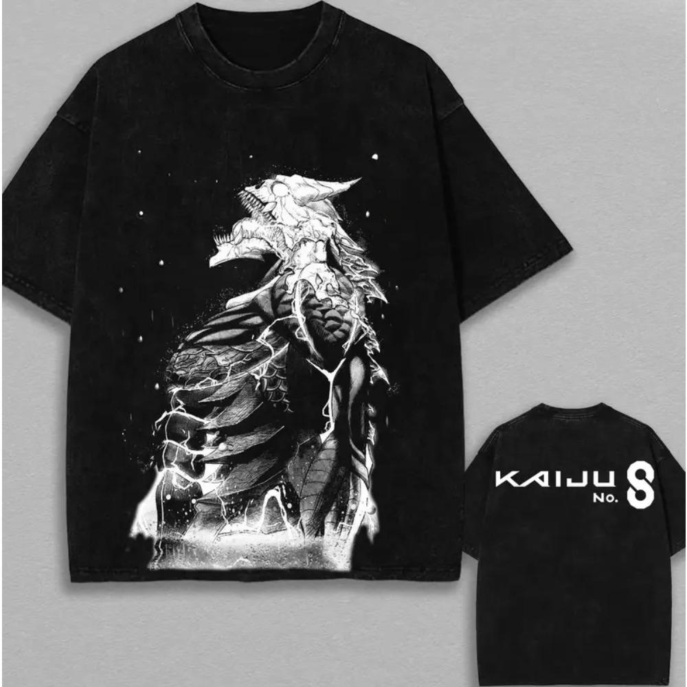 Anime Kaiju No. 8 Graphic T Shirt Men Women Short Sleeve Clothing Oversized Tshirt Washed Cotton Tee Harajuku Male Retro T-shirt