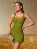 European and American women's clothing sexy fashion flannel sequined dress suspender dress