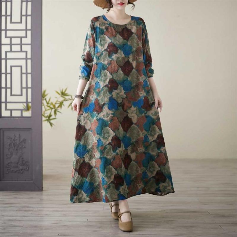 Rundhals Großes Langarmkleid