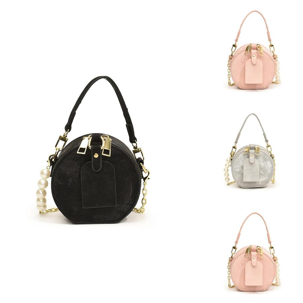 Unisex Pu Mini Circular Bag With Stitching Details For Kids And Toddler Accessories