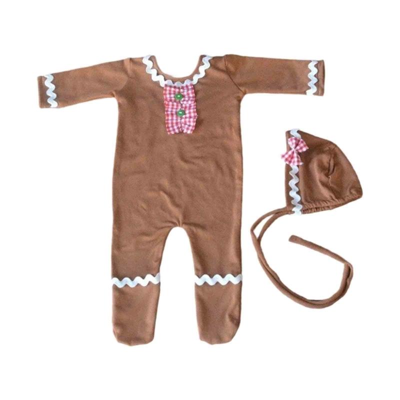 

Baby Themed Costume Set Soft Stretchy Romper and Long Tail Bonnet Hat Props for Newborns Holiday Portraits
