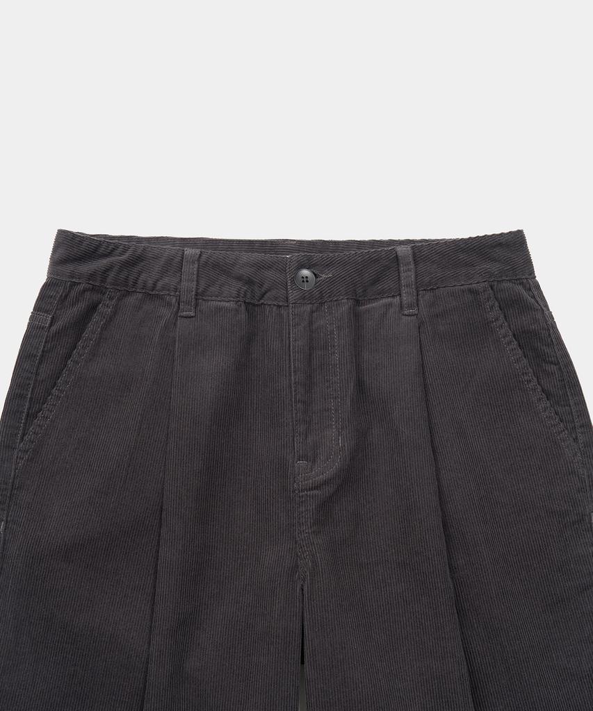 EXCONTAINER One-Pleat Wide Corduroy Pants (Charcoal)