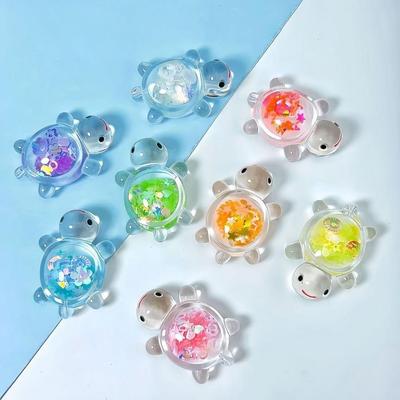 10Pcs Luminous Sequin Turtle Animal Miniatures Resin Ornaments Fairy Garden Decoration Moss Terrarium Micro Landscape
