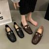 Fashion Women Loafers Ballet Dance Buckle Shoes Slip On Cross Strap Black Flat Low Heels Autumn Spring Dress Mary Jane Pumps