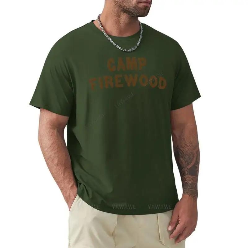 T-shirt Men Cotton Camp Firewood T-Shirt Vintage T Shirt Aesthetic Clothes Mens Funny T Shirts Summer T-shirt for Man