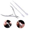 3Pcs/lot Nail Cuticle Nipper Scissors Trimmer Clipper Dead Skin Fork Remover Plier Pusher Stainless Steel Nail Art Beauty Tools