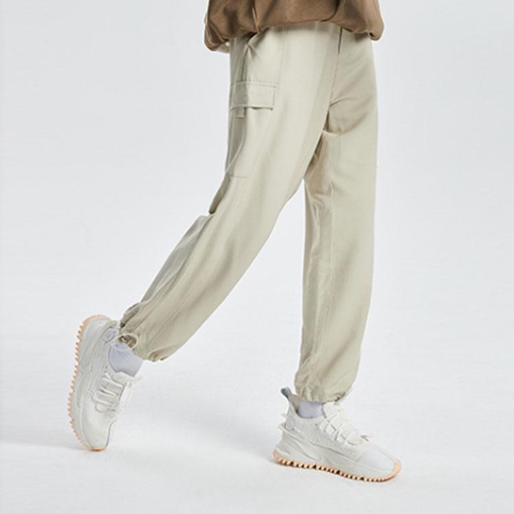 Li Ning Badfive Basketball Series Printed Loose Multi-Pocket Sports Pants Women Pants Coastal-Gray AKXR084-2