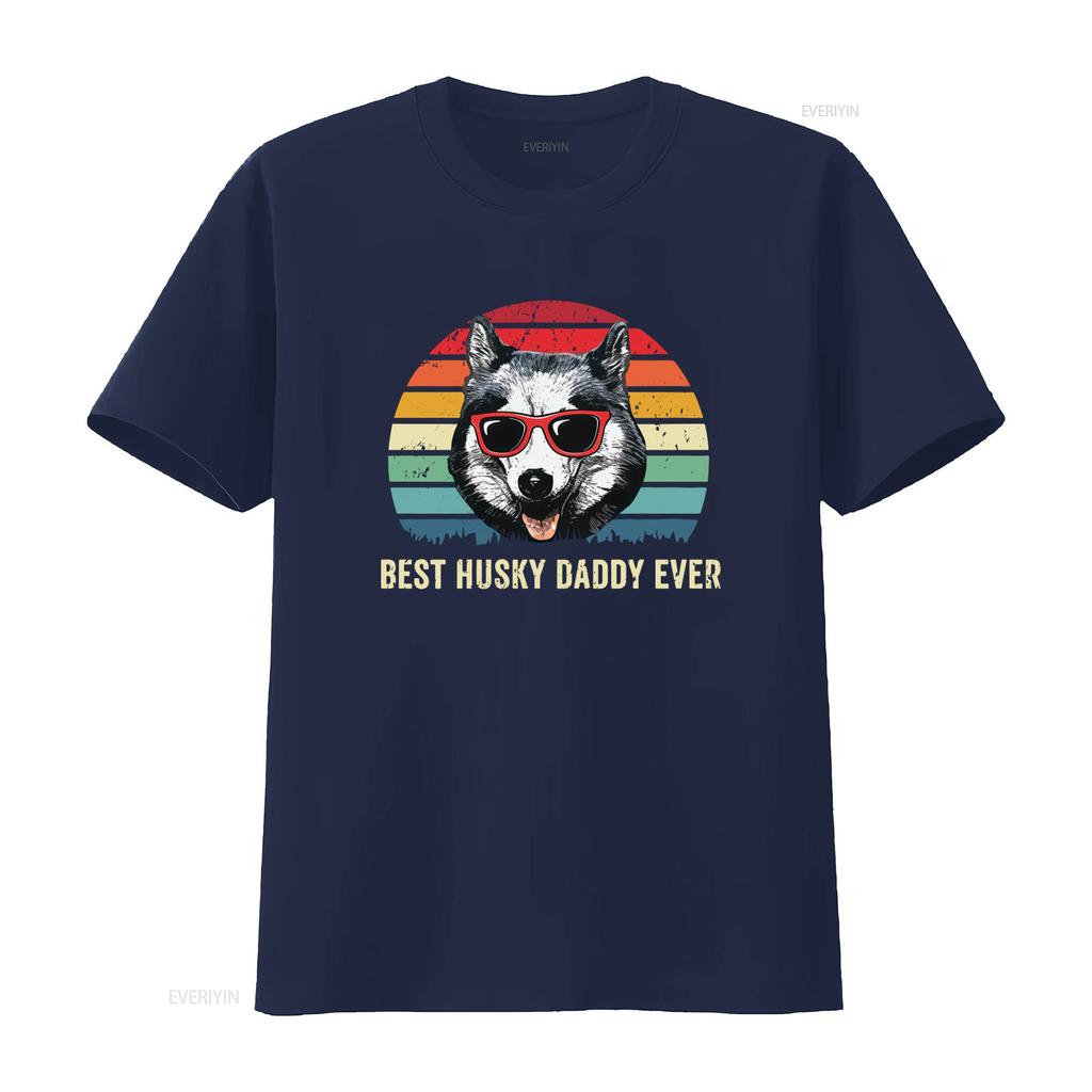 Best Husky Daddy Ever Retro Style T Shirt Siberian Print for Dog Lovers Perfect from Son Daughter vintage Washed Stretched