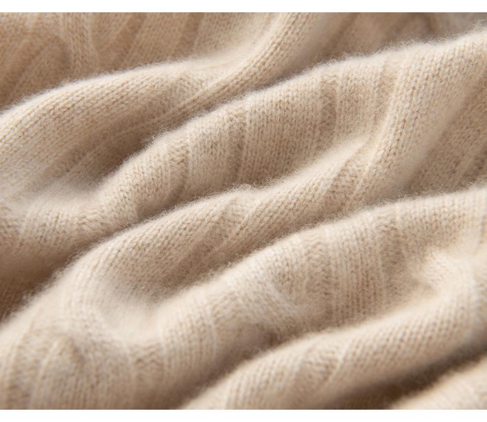Autumn/Winter 2026 Women's Cashmere Cardigan - Seven-Gauge Cable Knit, Thick & Warm Base Layer Outerwear