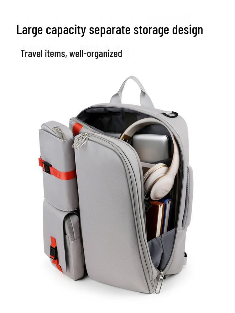 Versatile Water-Resistant Leather Travel Backpack with Large Capacity and Laptop Compartment