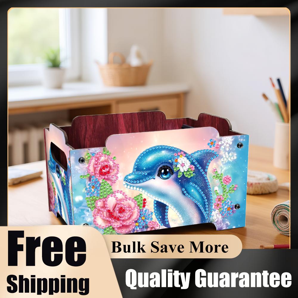 DIY Diamond Painting Crystal Mosaic Storage Container Wooden Crystal Storage Handbag Kit Handmade Storage Clutch for Home Decor