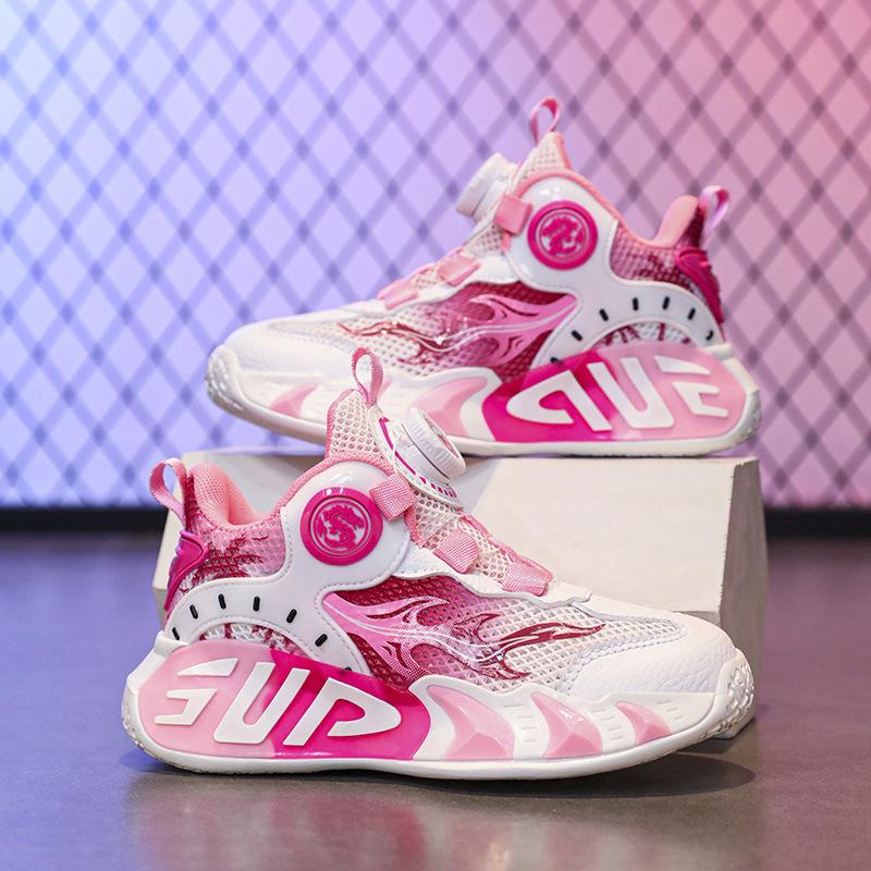 Boys and Girls Sports Shoes Children's Basketball Shoes Friction Sound Spring and Summer New Mesh Breathable Lightweight Training Shoes