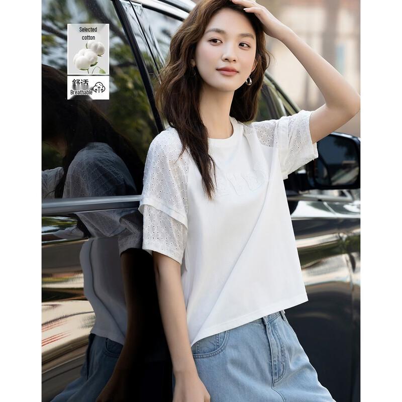 Demana Women s Embroidered Lace Patchwork T-Shirt XL