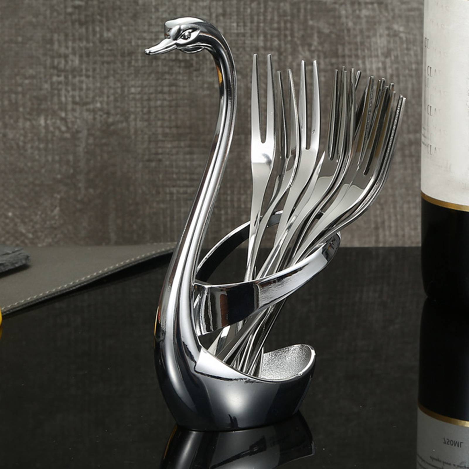 

Подставка для ложек и вилок из цинкового сплава в виде лебедя, бытовая подставка для столовых приборов, стойки для хранения посуды для ресторана, отеля