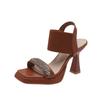 Women Fashion Sexy Chunky Square Toe Platform Pumps Sandals Women Summer New Elastic Rhinestone Platform Party Sandalias Mujer