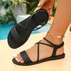 Sandálias Planas de Verão Plus Size Femininas, Sandálias Casuais com Tira Cruzada de Uma Tira para Mulheres