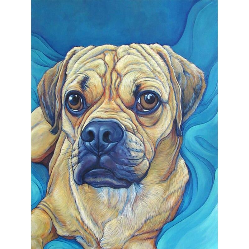 Neues 5D-Diamant-Gemälde zum Selbermachen, Ölgemälde, Hund, Diamant-Stickerei, Strasssteine, Kunsthandwerk, kompletter runder Bohrer, Heimdekoration, Kunst-Geschenk