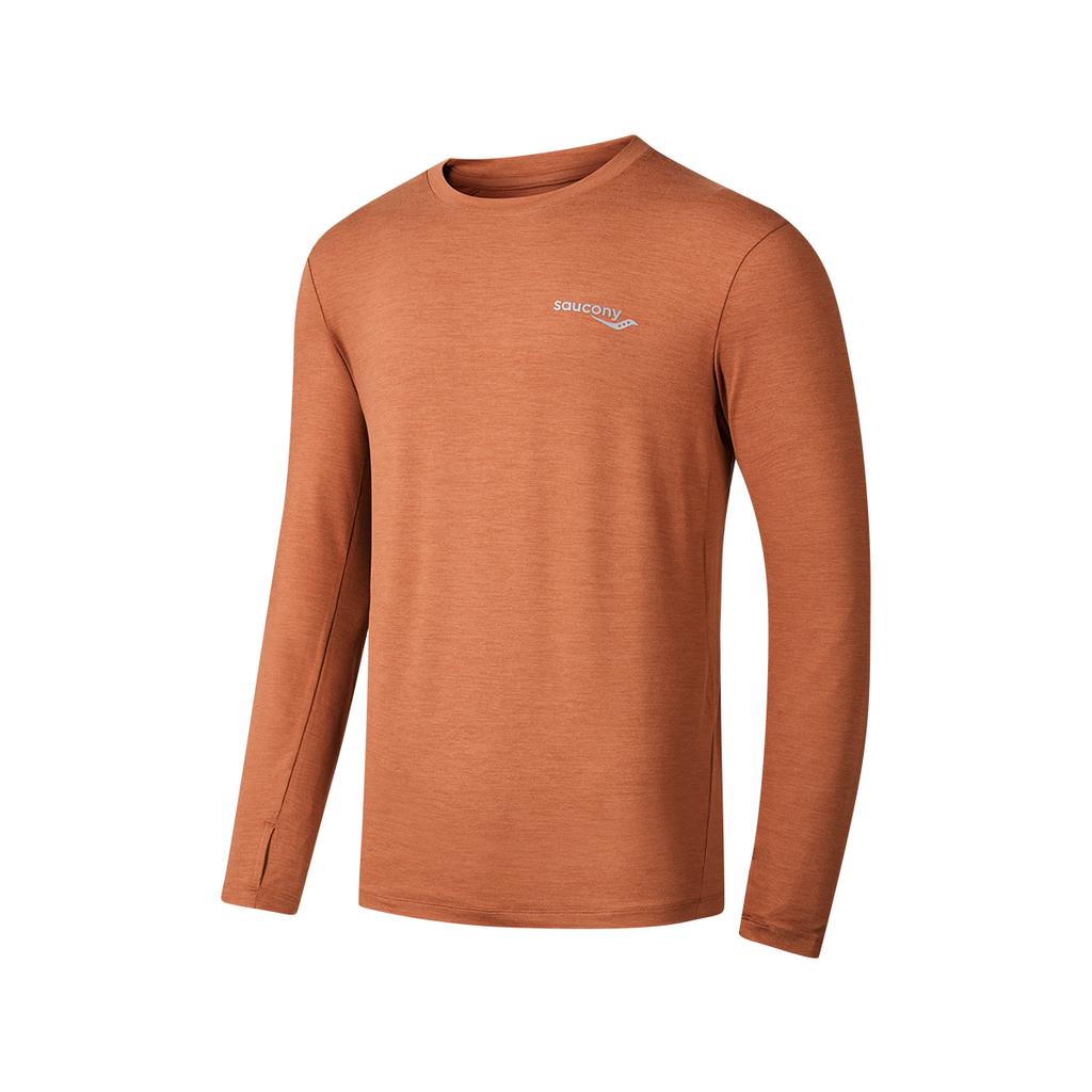 Saucony Running Training Series Breathable Comfortable Casual Half Open Long Sleeve Hoodie Men hoodies Light-Gray Brown SA2259HZ01T-CO040