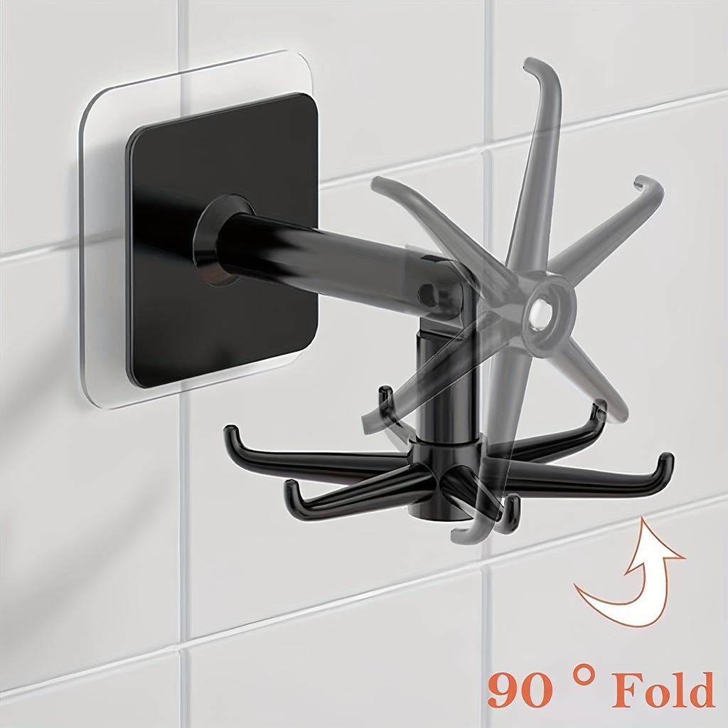 Multifunctional Rotatable Hook 1pc, No Drill Strong Adhesive Sticker Hook, Kitchen Bathroom Utensil Organizer