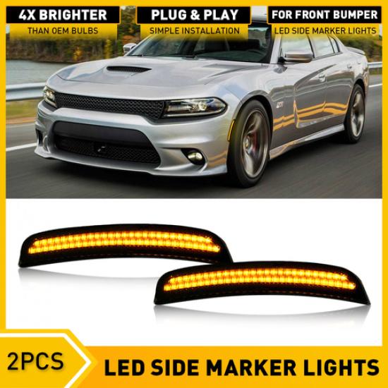 Передние Поворотники Боковые Маркеры Дымчатый Янтарь Для 15-22 Dodge Charger EOA