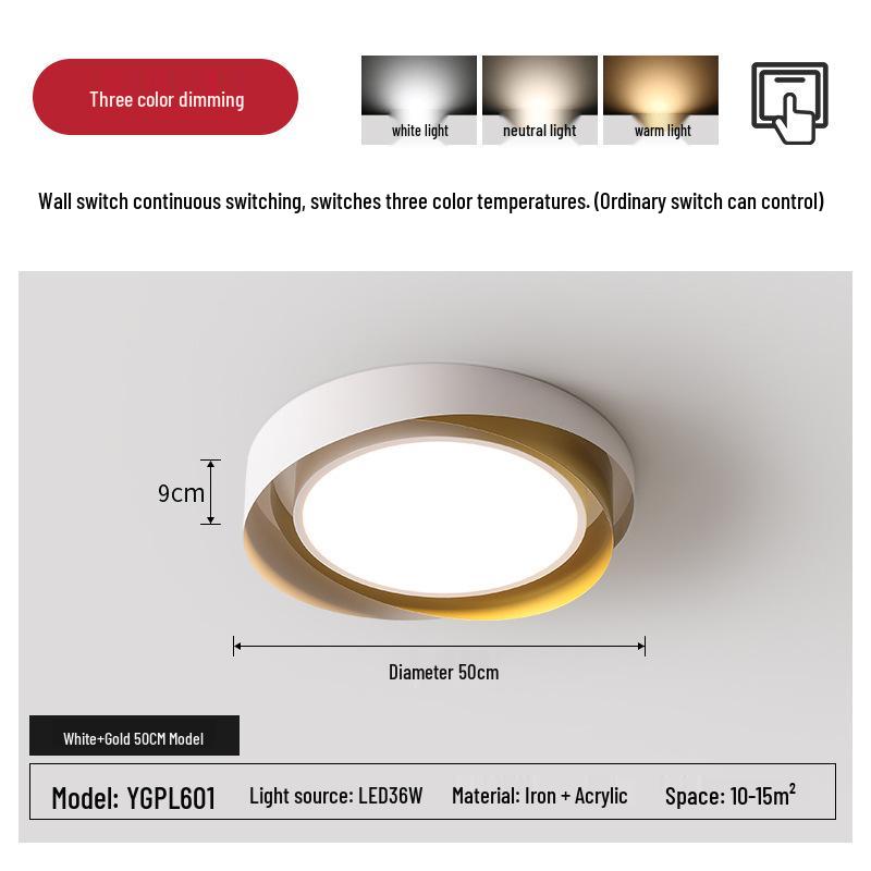 Modern Nordic LED Ceiling Light - Minimalist Round Design for Master Bedroom