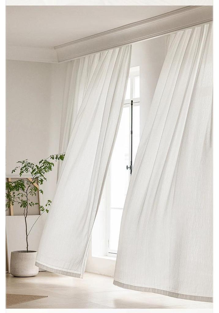 2026 Modern Style Sheer Gauze Curtains - Light-Filtering, Privacy-Safe, Sun Protection for Living Room, Bay, and Balcony Windows, White